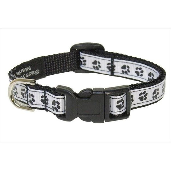 Sassy Dog Wear Sassy Dog Wear PUPPY PAWS-BLACK-WHT1-C Puppy Paws Dog Collar; Black & White - Extra Small PUPPY PAWS-BLACK/WHT1-C